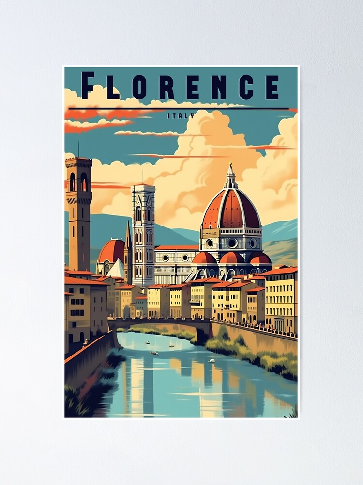 Florence Retro Travel Poster - Vintage Wall Art Poster by StrasserArt