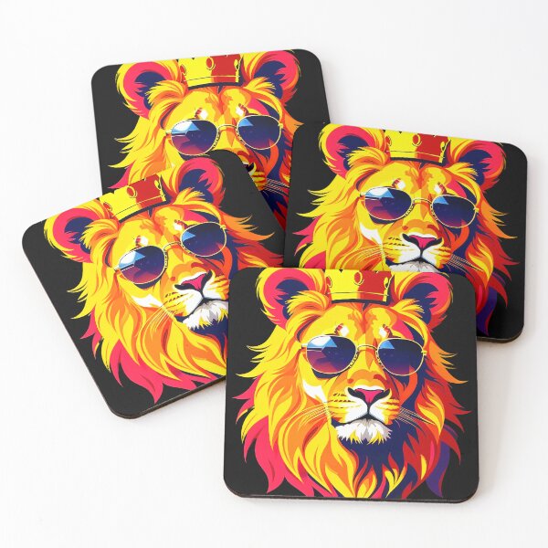 Item preview, Cool lion character in sunglasses wearing a crown. Vibrant colors designed and sold by Harmonysens.