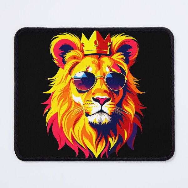 Item preview, Cool lion character in sunglasses wearing a crown. Vibrant colors designed and sold by Harmonysens.