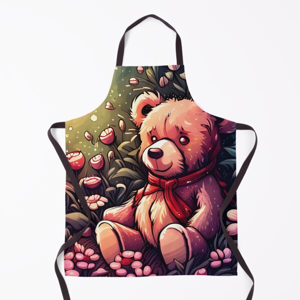 Artikelvorschau, Mit Blumen bedeckter Teddy in einem magischen Garten entworfen und verkauft von Colin Bentham.