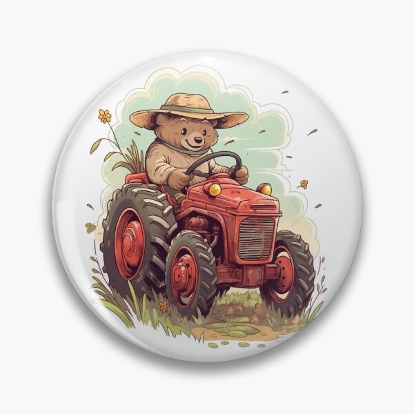 Item preview, Young Bear Tractor Farmer - Vintage Style designed and sold by Zandalus.