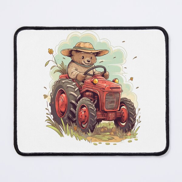 Item preview, Young Bear Tractor Farmer - Vintage Style designed and sold by Zandalus.