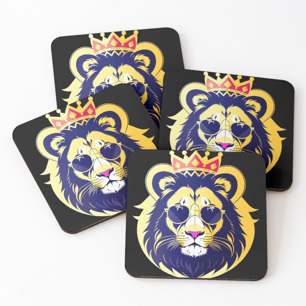 Item preview, Cool lion character in sunglasses wearing a crown. Vibrant colors designed and sold by Harmonysens.