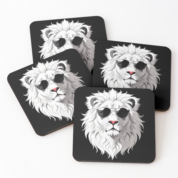 Item preview, Cool white lion character in sunglasses wearing a crown. Vibrant colors designed and sold by Harmonysens.