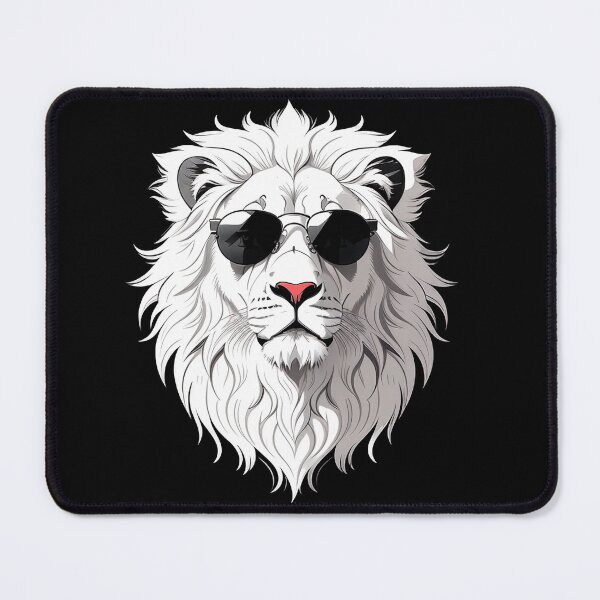 Item preview, Cool white lion character in sunglasses wearing a crown. Vibrant colors designed and sold by Harmonysens.