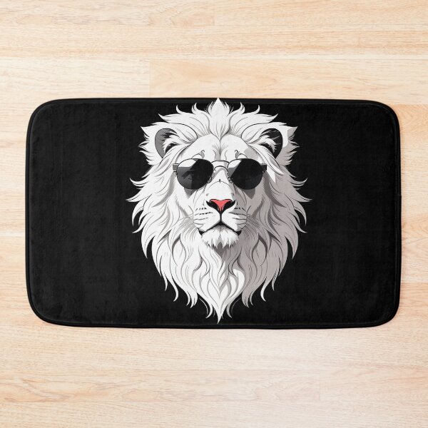 Item preview, Cool white lion character in sunglasses wearing a crown. Vibrant colors designed and sold by Harmonysens.
