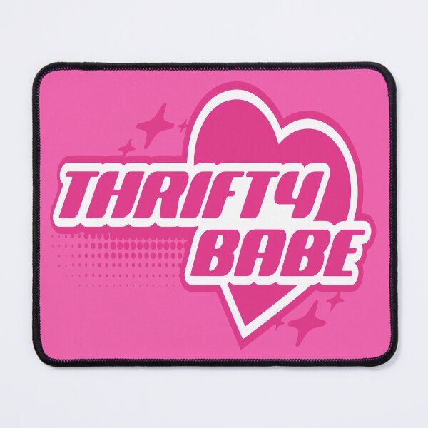 Item preview, Thrifty babe hot pink white heart thrifter vintage logo thrift lover thrifting sustainable fashion merch designed and sold by MetalicBabe.