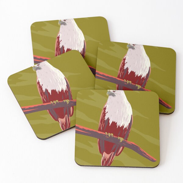 Item preview, Brahminy Kite Haliastur Indus or Red-Backed Sea-Eagle Perching on Branch Front View WPA Art designed and sold by patrimonio.