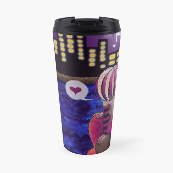 Little Mermaid Watching The City At Night Travel Mug
