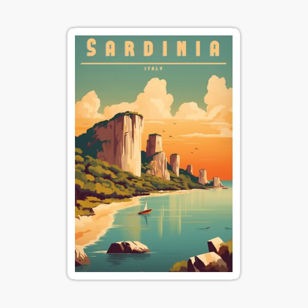 Artikel-Vorschau von Retro Reiseplakat Sardinien - Vintage Wandkunst, designt und verkauft von StrasserArt.