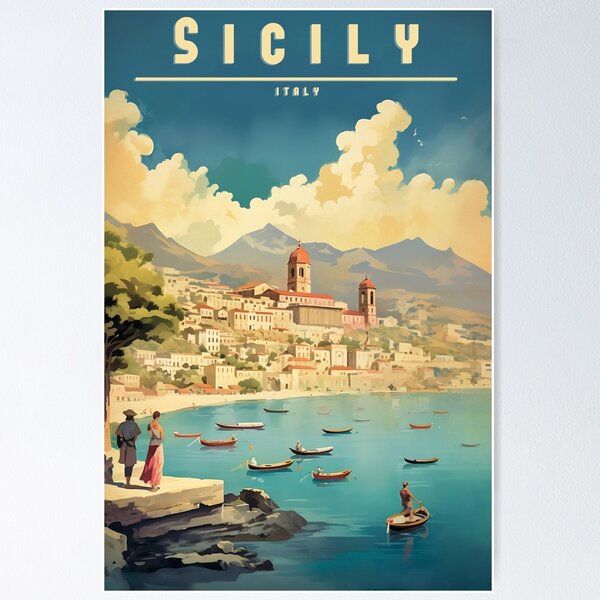Item preview, Sicily Retro Travel Poster - Vintage Wall Art designed and sold by StrasserArt.