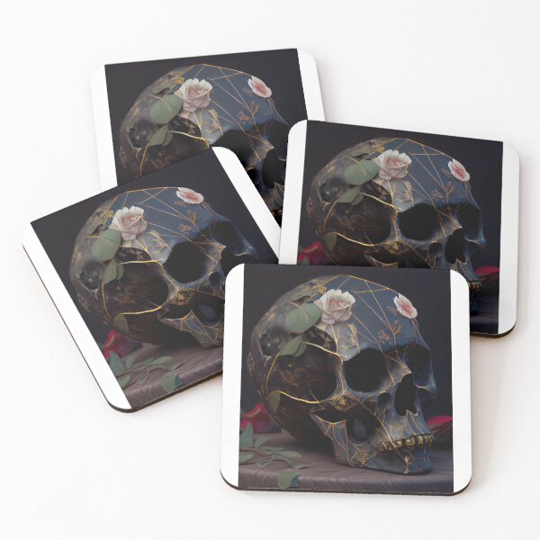 Item preview, Kintsugi skull and rose, Skull Art, designed and sold by RipplesLindema.
