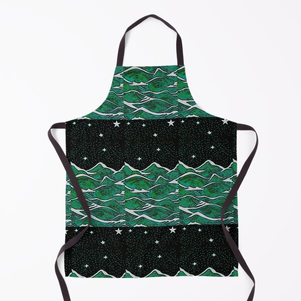 Item preview, Teal sea and white starry night linograph folk art designed and sold by Earth Nature Creations.