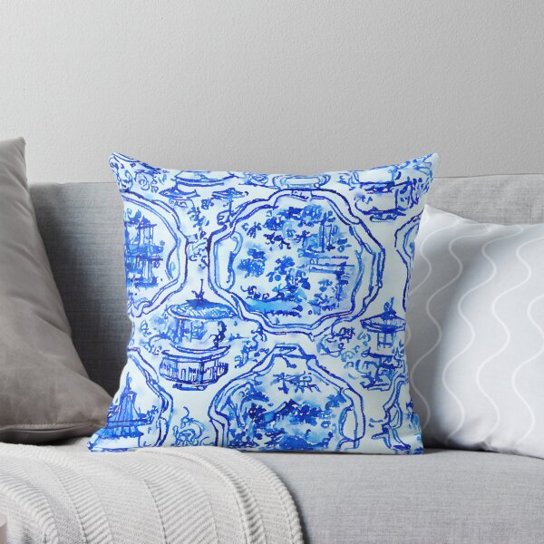 Item preview, Blue and white chinoiserie tiles sketch designed and sold by SophieClimaArt.