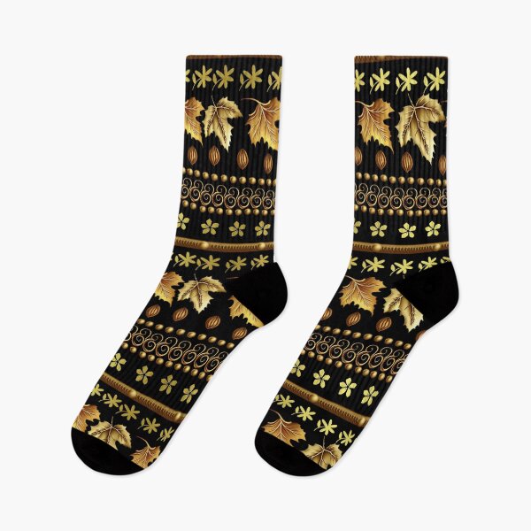 Item preview, Gold Leaf pattern (black) designed and sold by LL0veDesigns.