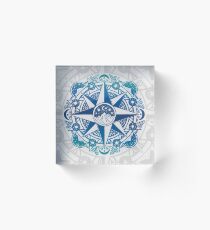 Journey to Moon Mountain | Turquoise Navy Ombré Acrylic Block