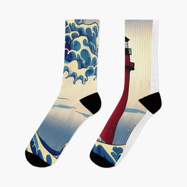 Item preview, The Lighthouse and the Great Wave in the Style of Hokusai designed and sold by Ameiva-Apparel.