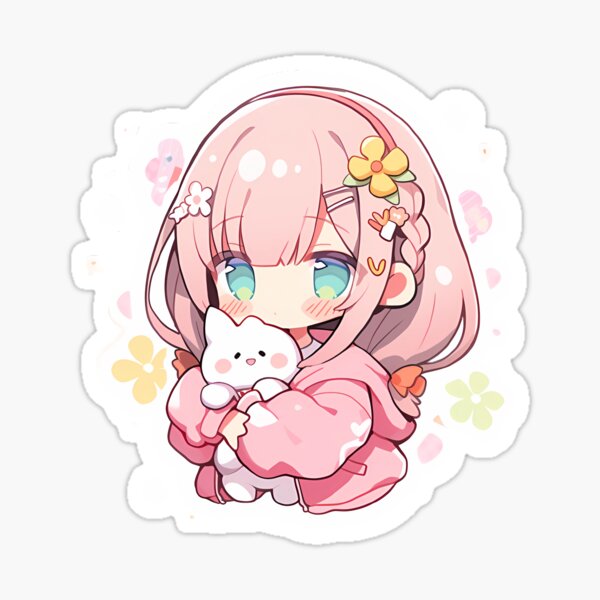 Anime cute girl stickers ai generative 23886244 PNG