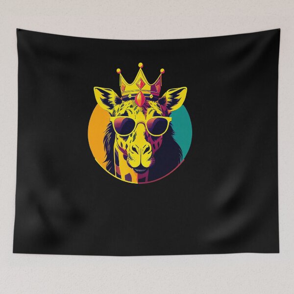 Item preview, Cool giraffe character in sunglasses wearing a crown. Vibrant colors designed and sold by Harmonysens.