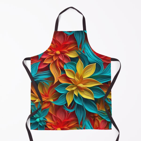 Item preview, Floral Kaleidoscope: A Triadic Symphony of Teal, Yellow, and Red 3D Floral Pattern designed and sold by EVA4designs.
