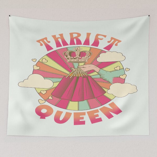 Item preview, Thrift queen colorful vintage design retro sunrise second-hand shopping slow fashion rainbow designed and sold by MetalicBabe.