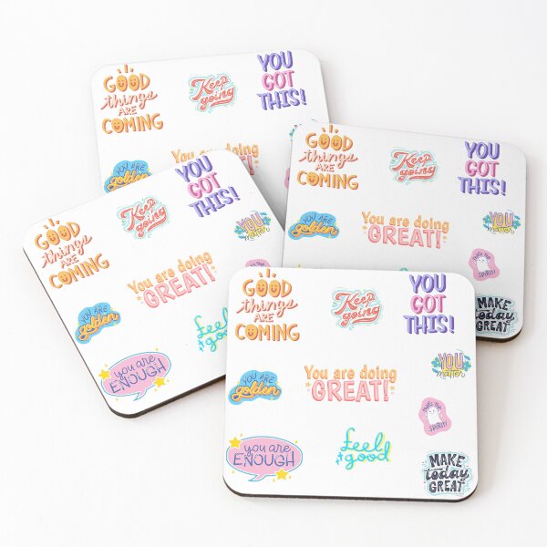 Item preview, Positivity sticker pack 10 inspirational quotes aesthetic cute and happy self love designed and sold by emcazalet.