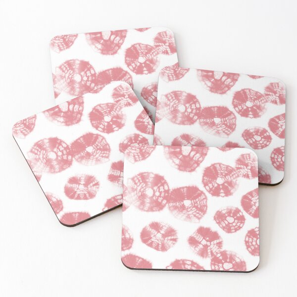 Item preview, Shibori Kumo tie dye watermelon pink dots over white designed and sold by marufemia.