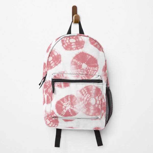 Item preview, Shibori Kumo tie dye watermelon pink dots over white designed and sold by marufemia.