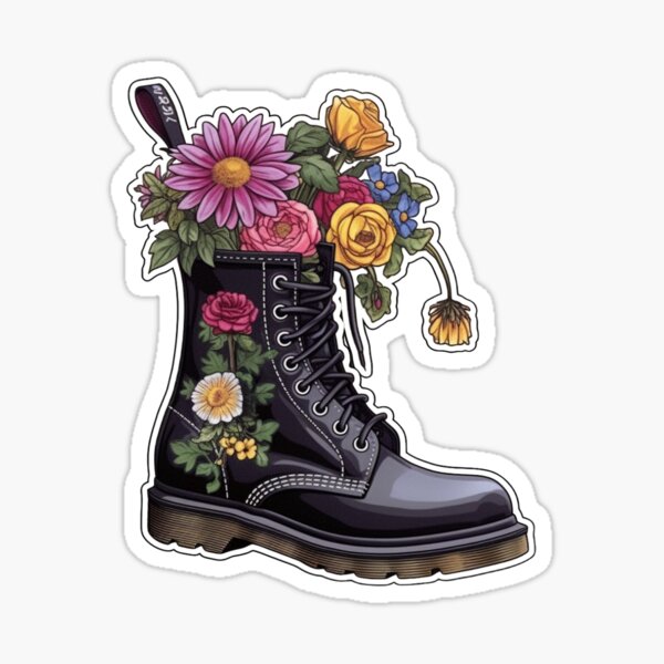 Item preview, Doc Martin Boot with Flowers Sticker designed and sold by RavenwoodsRep.