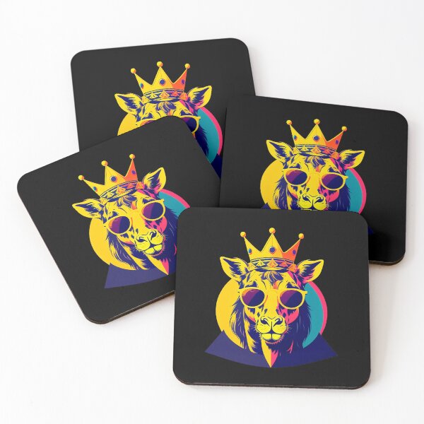 Item preview, Cool giraffe character in sunglasses wearing a crown. Vibrant colors designed and sold by Harmonysens.