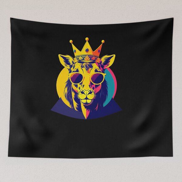 Item preview, Cool giraffe character in sunglasses wearing a crown. Vibrant colors designed and sold by Harmonysens.
