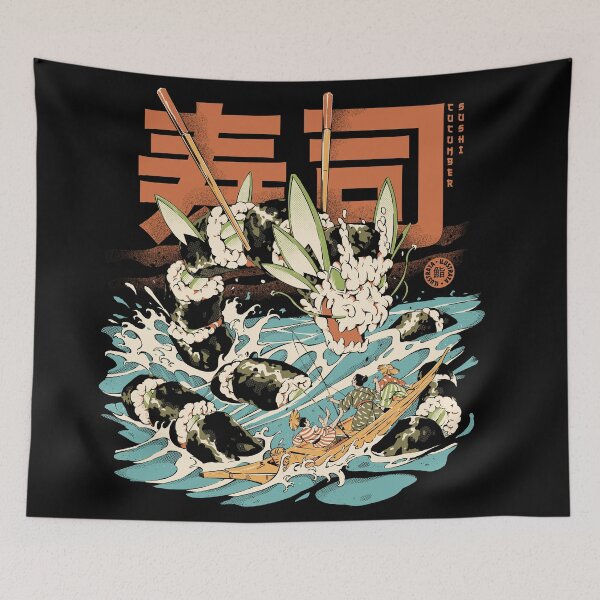 Item preview, Cucumber Sushi Dragon - Black designed and sold by Ilustrata®.
