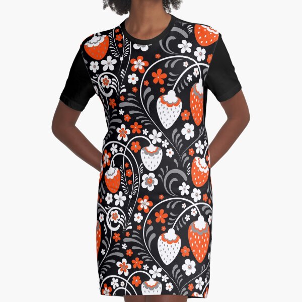Ornament in Khokhloma Russian style Graphic T-Shirt Dress