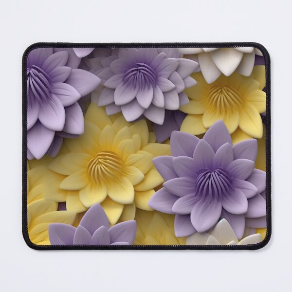 Item preview, Graceful Serenity: 3D White, Yellow, and Purple Water Lilies Floral Pattern designed and sold by EVA4designs.