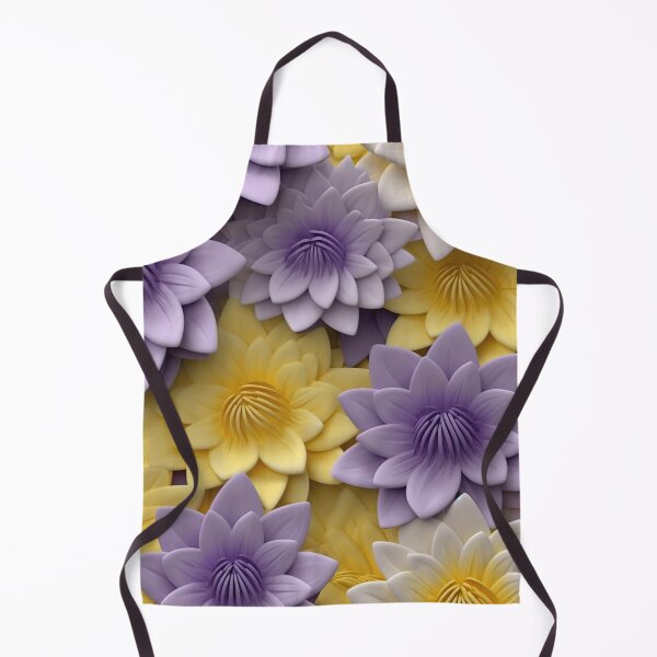 Item preview, Graceful Serenity: 3D White, Yellow, and Purple Water Lilies Floral Pattern designed and sold by EVA4designs.