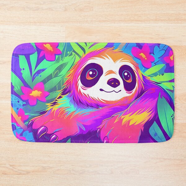 Artikelvorschau, Y2K Aesthetic - Rainbow Relaxation Sloth entworfen und verkauft von Cosmic-Canvases.