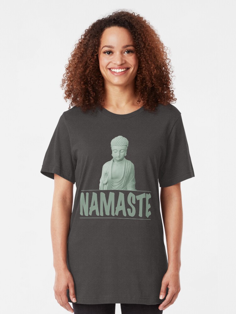 Alternate view of Namaste and Buddha Slim Fit T-Shirt