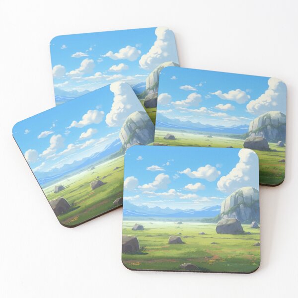 Item preview, Anime Meadow Panorama with Rocks and Mountains designed and sold by NickFound.