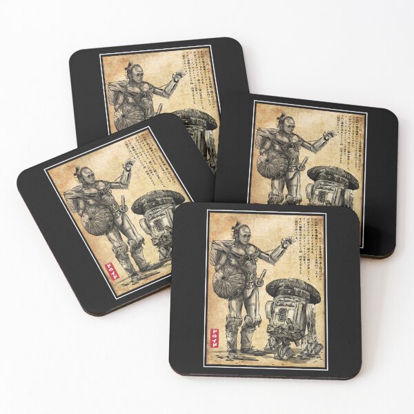 Item preview, Samurai droids woodblock designed and sold by zoezowie79.