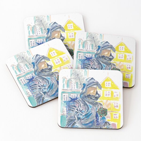 Item preview, Armored Knight with Medieval Old Town Houses in Landshut Bavaria designed and sold by artshop77.