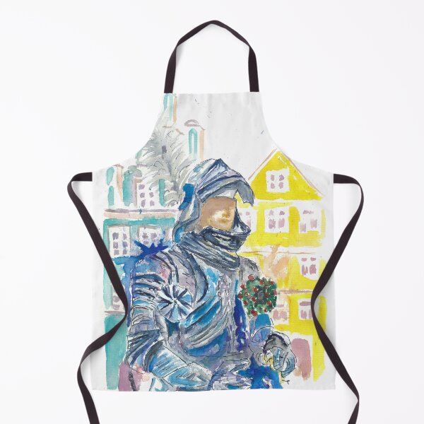Item preview, Armored Knight with Medieval Old Town Houses in Landshut Bavaria designed and sold by artshop77.