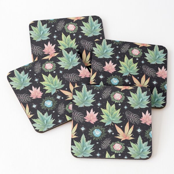 Item preview, Esoteric Elegance: Pastel Cannabis Leaf and Crystal Wreath Pattern designed and sold by GaiaSkyeDesign.