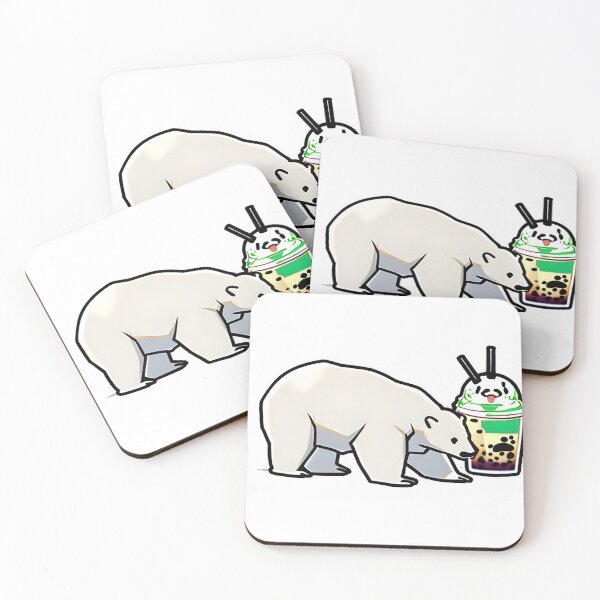 Item preview, polar bear with a matcha boba tea  designed and sold by LifeisStickers.