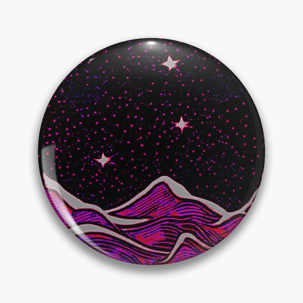 Item preview, Pink sea and white starry night linograph folk art designed and sold by Earth Nature Creations.