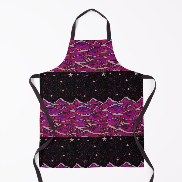 Item preview, Pink sea and white starry night linograph folk art designed and sold by Earth Nature Creations.