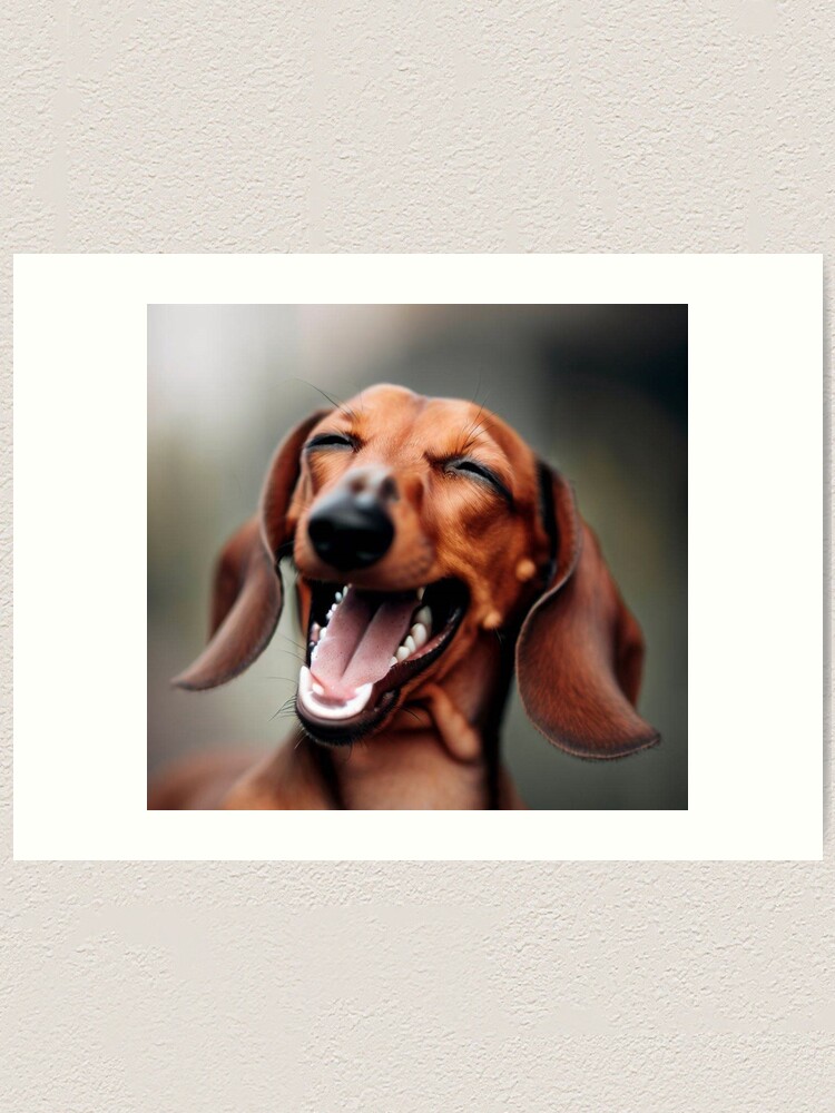 Happy sausage dog Art Print for Sale by Witty Kids Redbubble