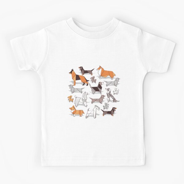 Origami perrito amigos // gris lino textura de fondo Camiseta para niños