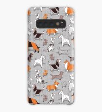 Origami doggie friends // grey linen texture background Case/Skin for Samsung Galaxy
