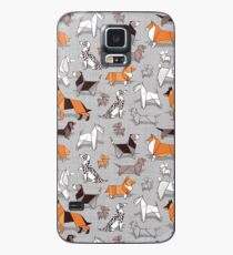 Funda/vinilo para Samsung Galaxy Origami perrito amigos // gris lino textura de fondo