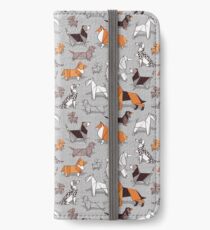 Origami Hündchenfreunde / / grau Leinen Textur Hintergrund iPhone Flip-Case/Hülle/Klebefolie